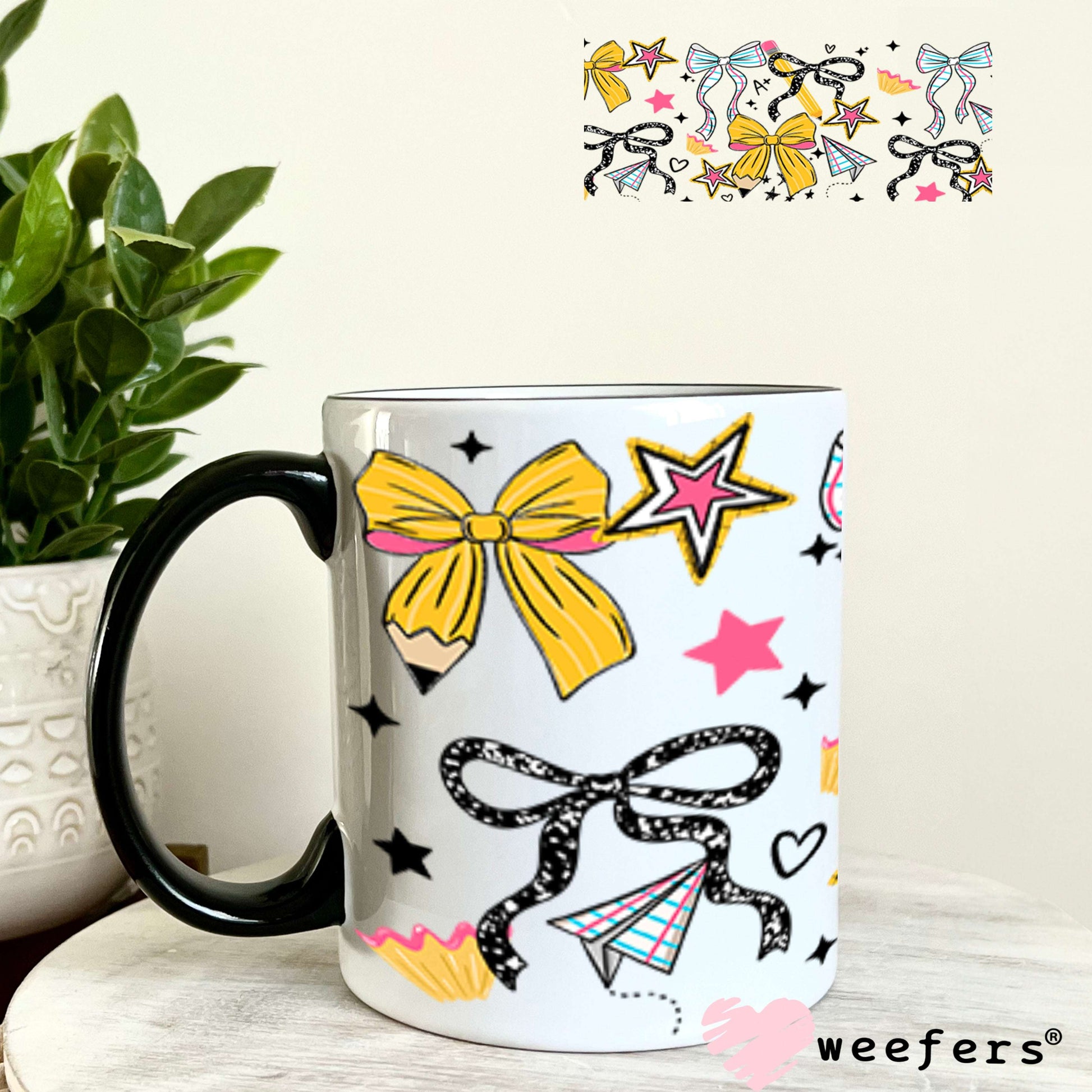 UV DTF Cup Wraps - Teacher Bows 11oz Coffee Mug Weefers
