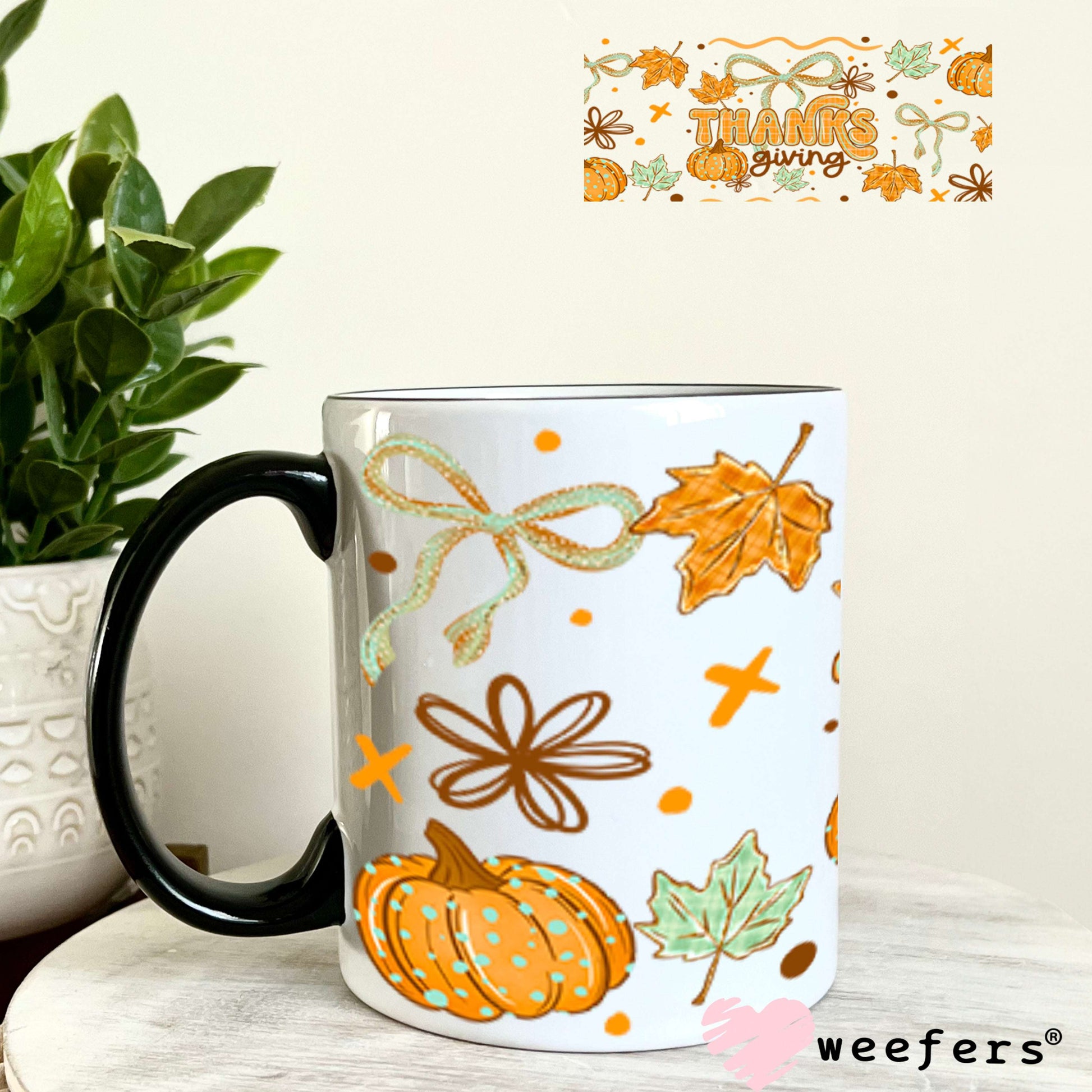 UV DTF Cup Wraps - Thanksgiving Vibes 11oz Coffee Mug Weefers