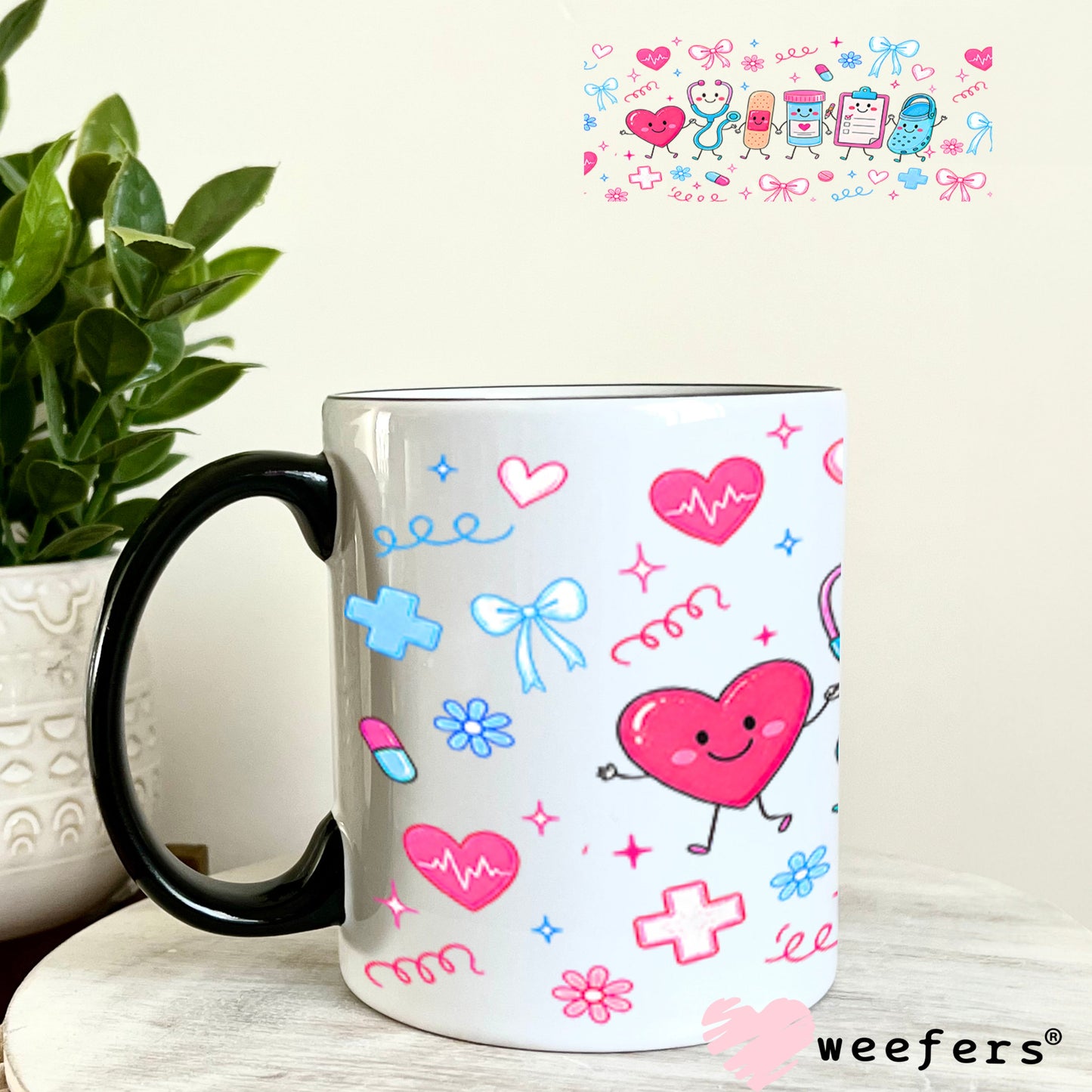 UV DTF Cup Wrap – USA Red White Blue Bows 11oz Coffee Mug Weefers