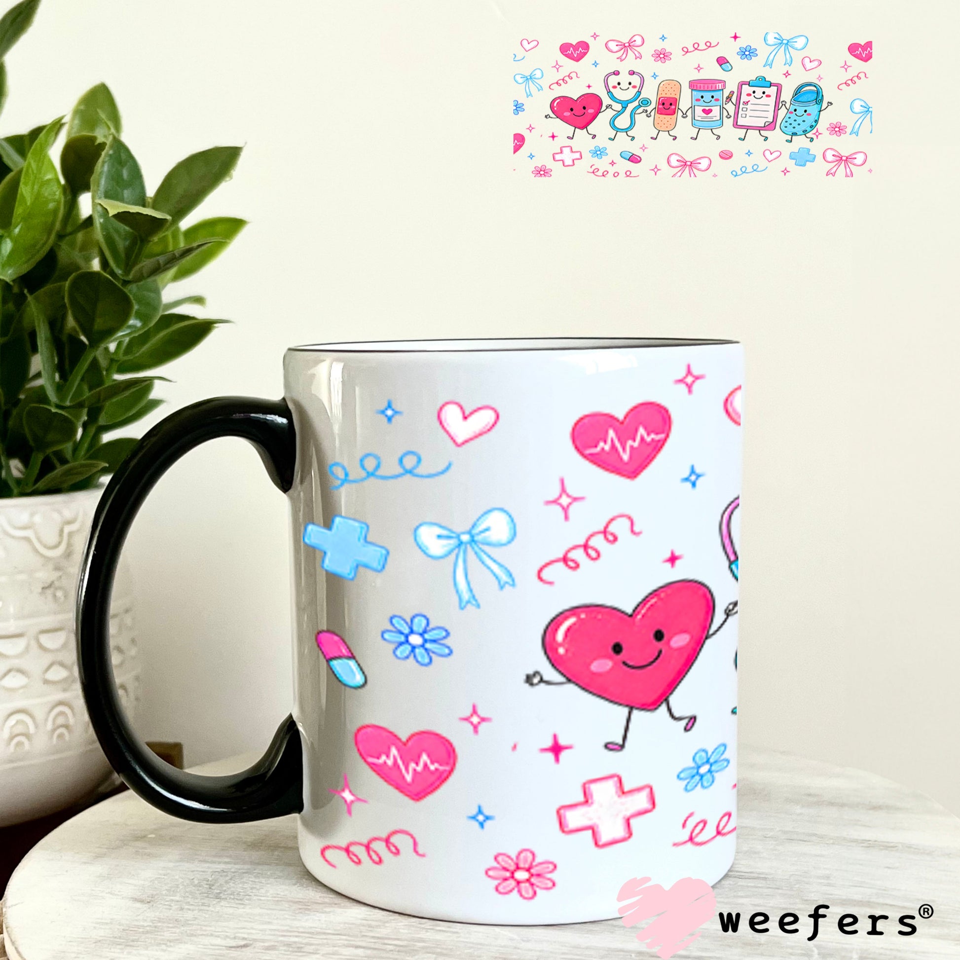 UV DTF Cup Wrap – USA Red White Blue Bows 11oz Coffee Mug Weefers