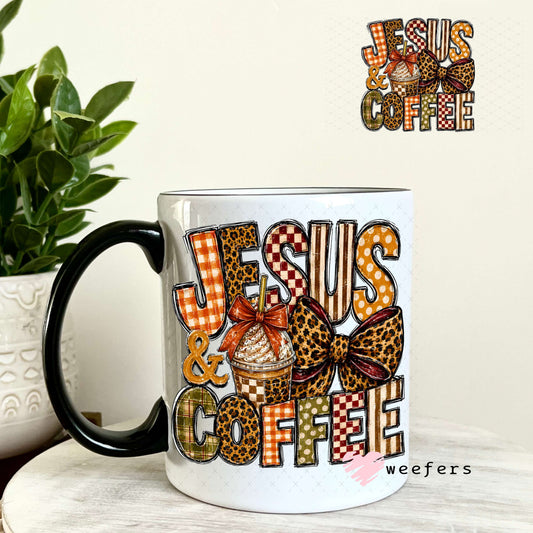 UV DTF Decal - Jesus and Coffee Fall 11oz Coffee Mug Weefers