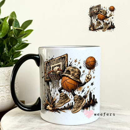 UV DTF Decal - Camo Basketball Dunk 11oz Coffee Mug Weefers