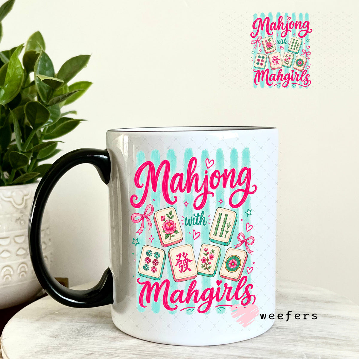 UV DTF Decal - Mahjong Mahgirls 11oz Coffee Mug Weefers