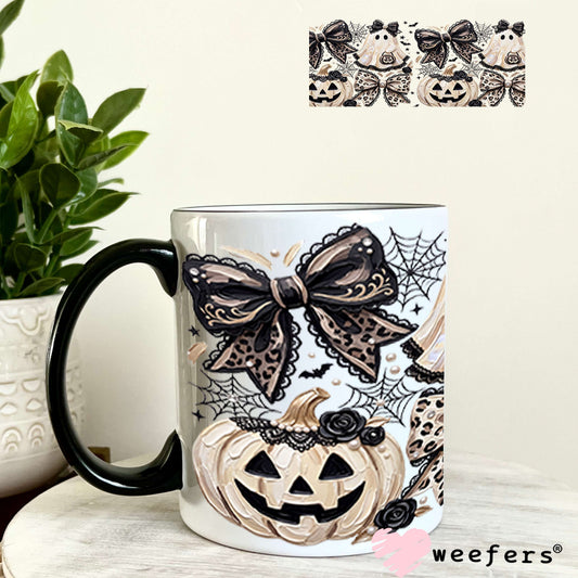 UV DTF Cup Wraps - Goth Halloween Ghost Pumpkins 11oz Coffee Mug Weefers