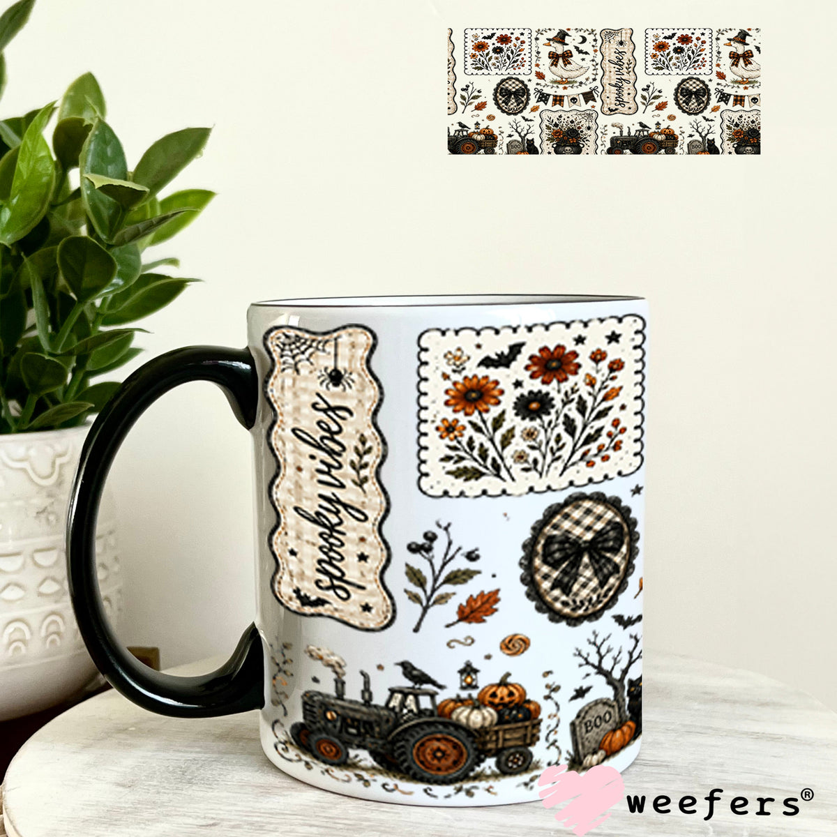 UV DTF Cup Wraps - Spooky Vibes Stamps 11oz Coffee Mug Weefers