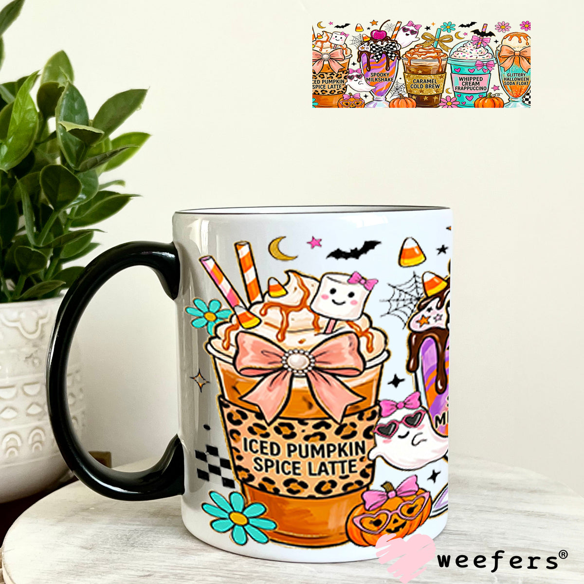 UV DTF Cup Wraps - Halloween Iced Coffee 11oz Coffee Mug Weefers