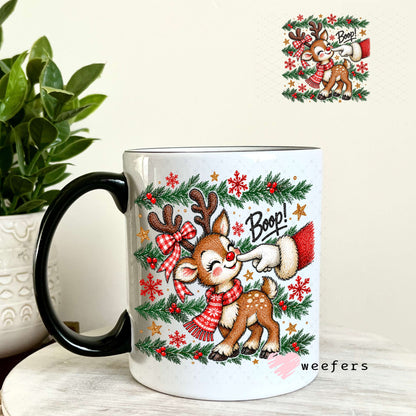 UV DTF Decal - Boop Santa and Reindeer 11oz Coffee Mug Weefers