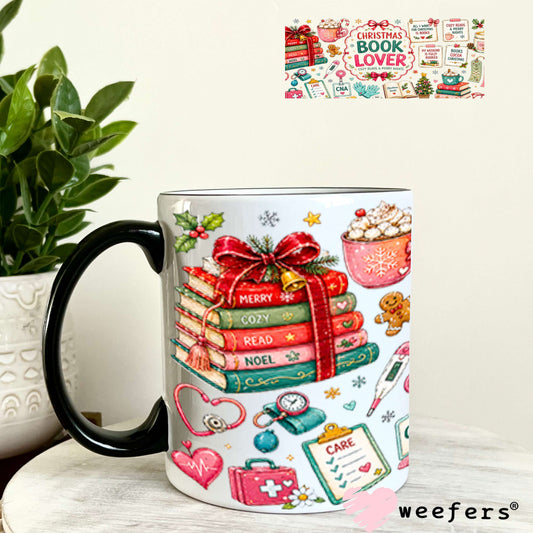 UV DTF Cup Wraps - Christmas Book Lover 11oz Coffee Mug Weefers