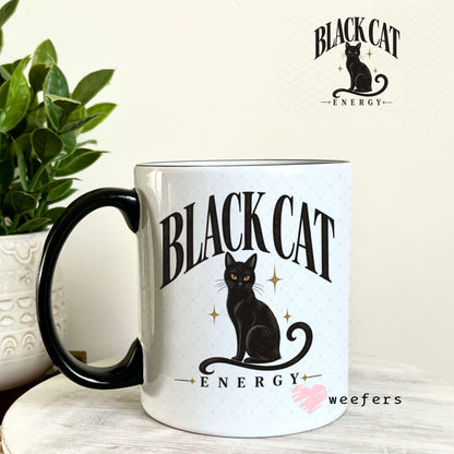 UV DTF Decal - Black Cat Energy 11oz Coffee Mug Weefers