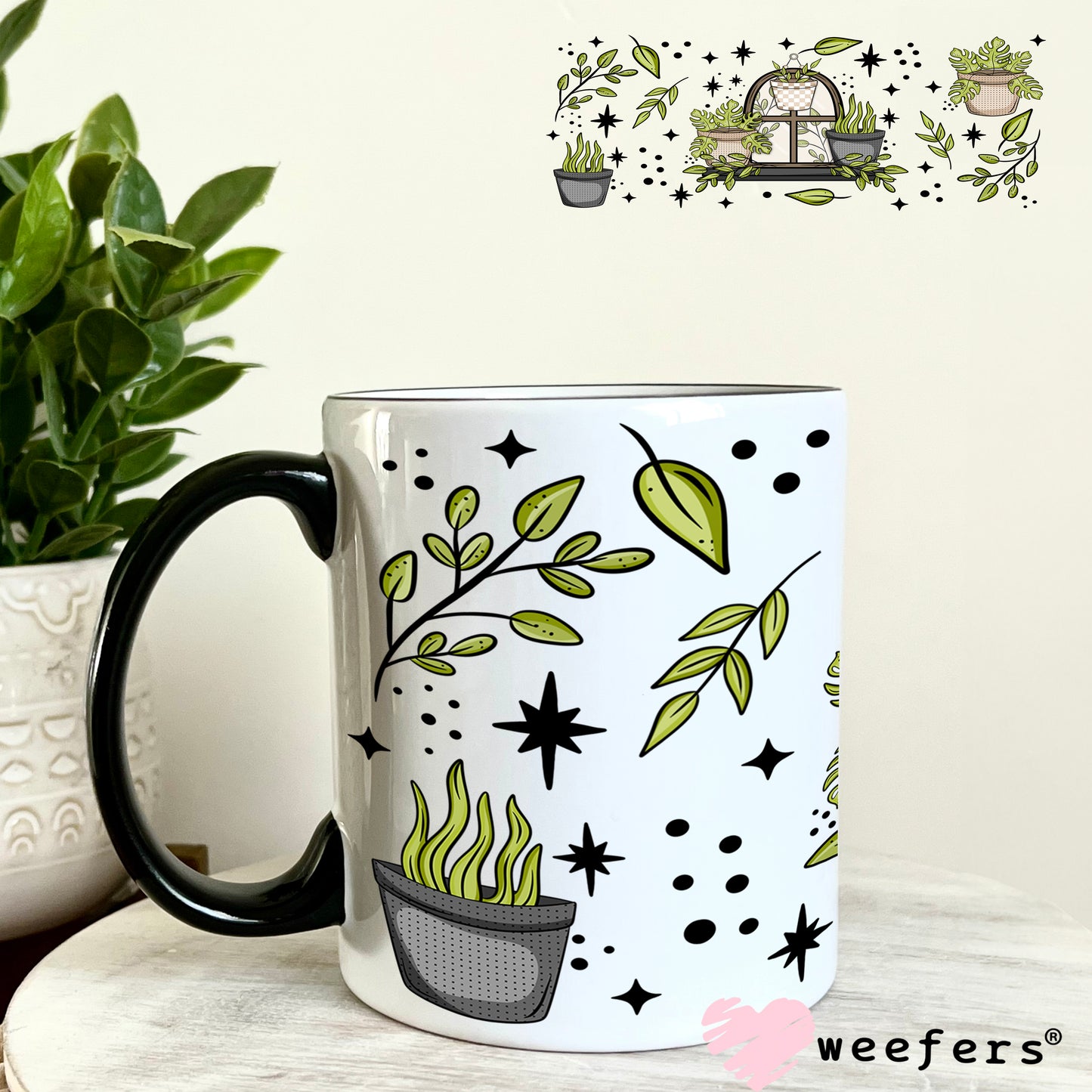 Plant Vibes UV DTF Cup Wrap 11oz Coffee Mug Weefers
