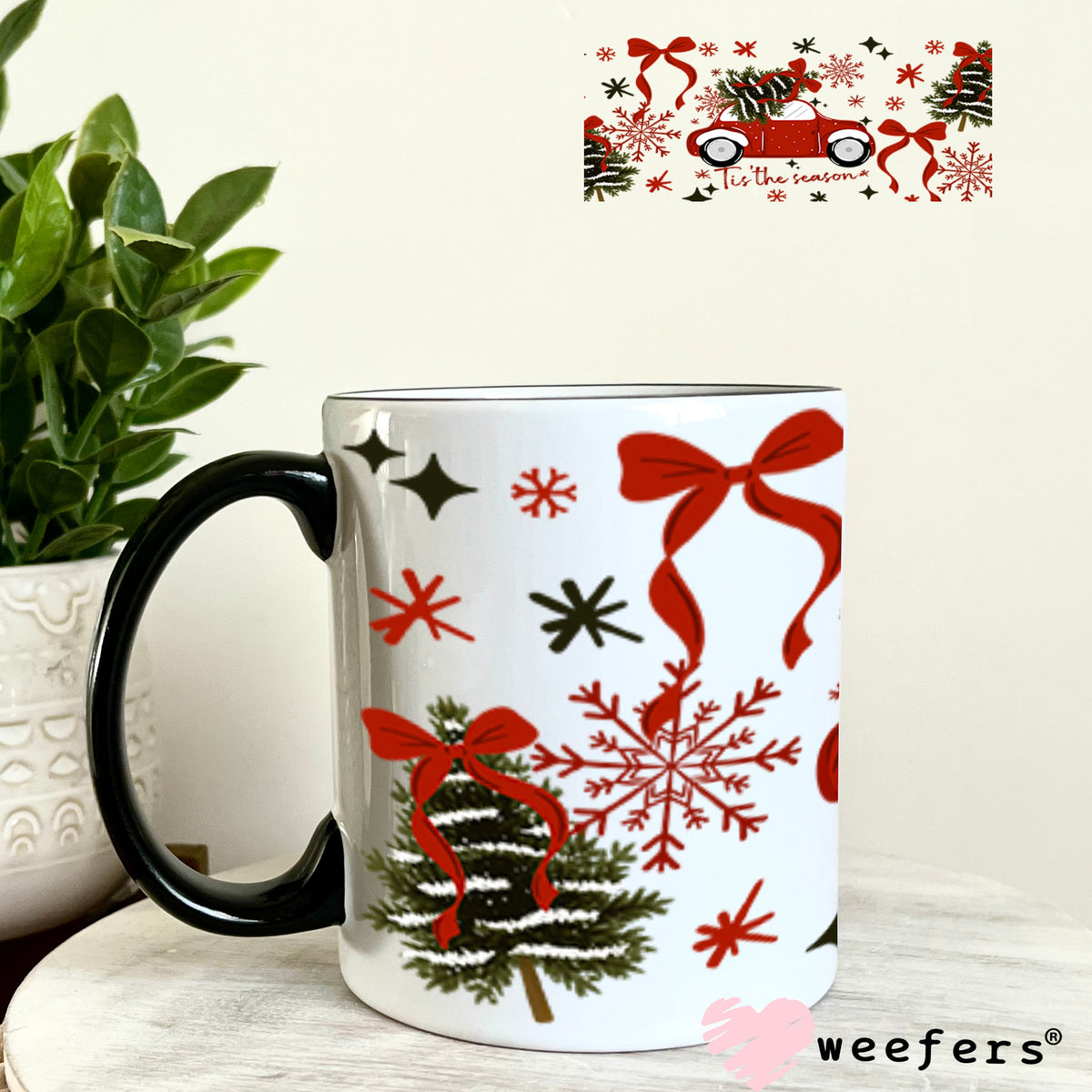 UV DTF Cup Wrap – USA Red White Blue Bows 11oz Coffee Mug Weefers