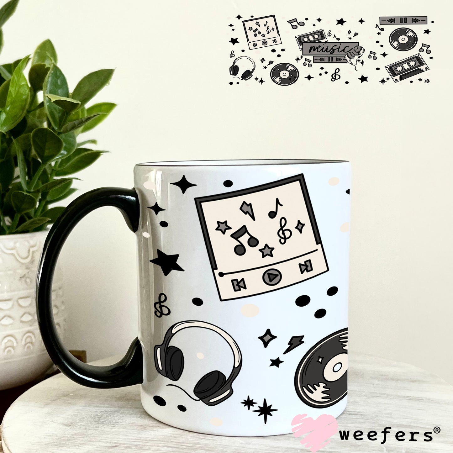 Old Time Music Vinyl Records UV DTF Cup Wrap 11oz Coffee Mug Weefers