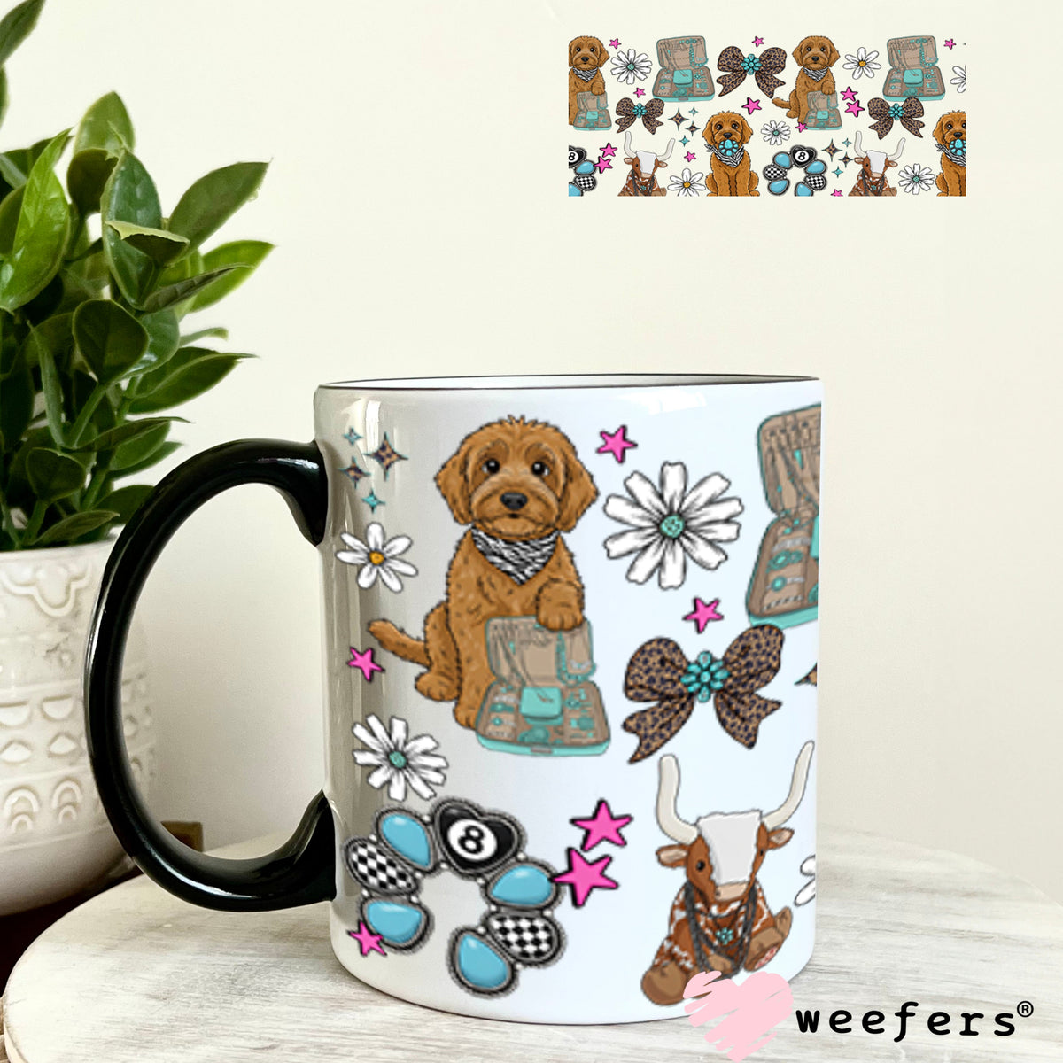 UV DTF Cup Wrap – USA Red White Blue Bows 11oz Coffee Mug Weefers