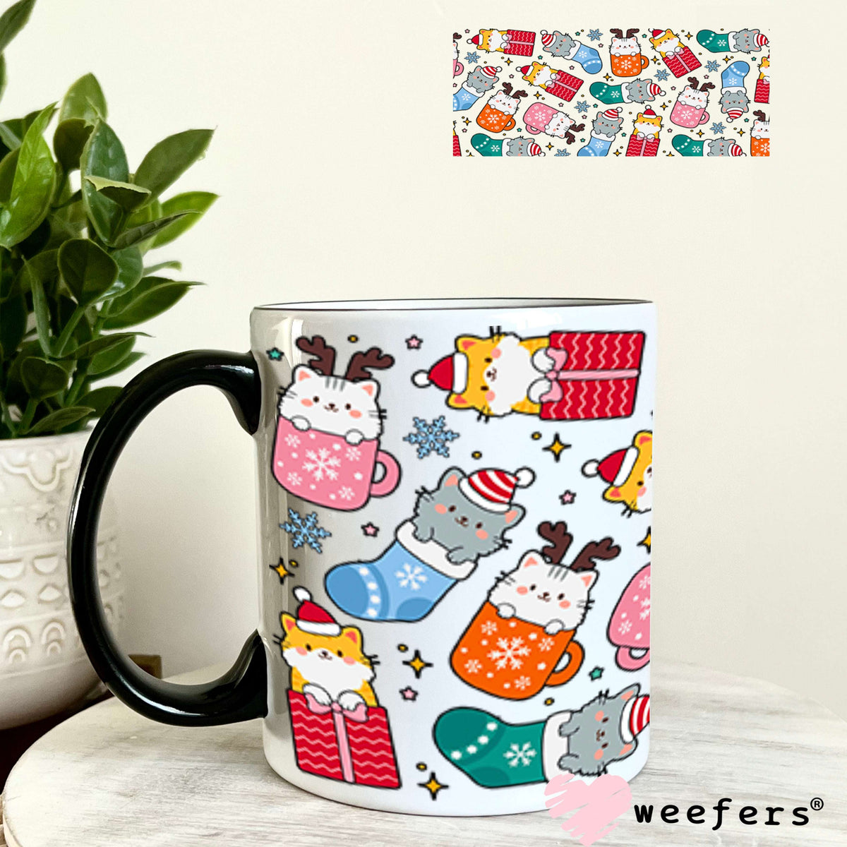 UV DTF Cup Wraps - Christmas Kitty Cats Stockings 11oz Coffee Mug Weefers