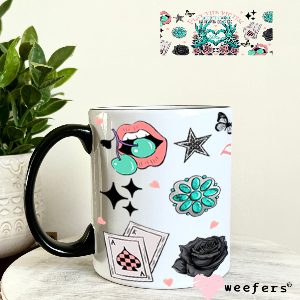 UV DTF Cup Wrap – USA Red White Blue Bows 11oz Coffee Mug Weefers