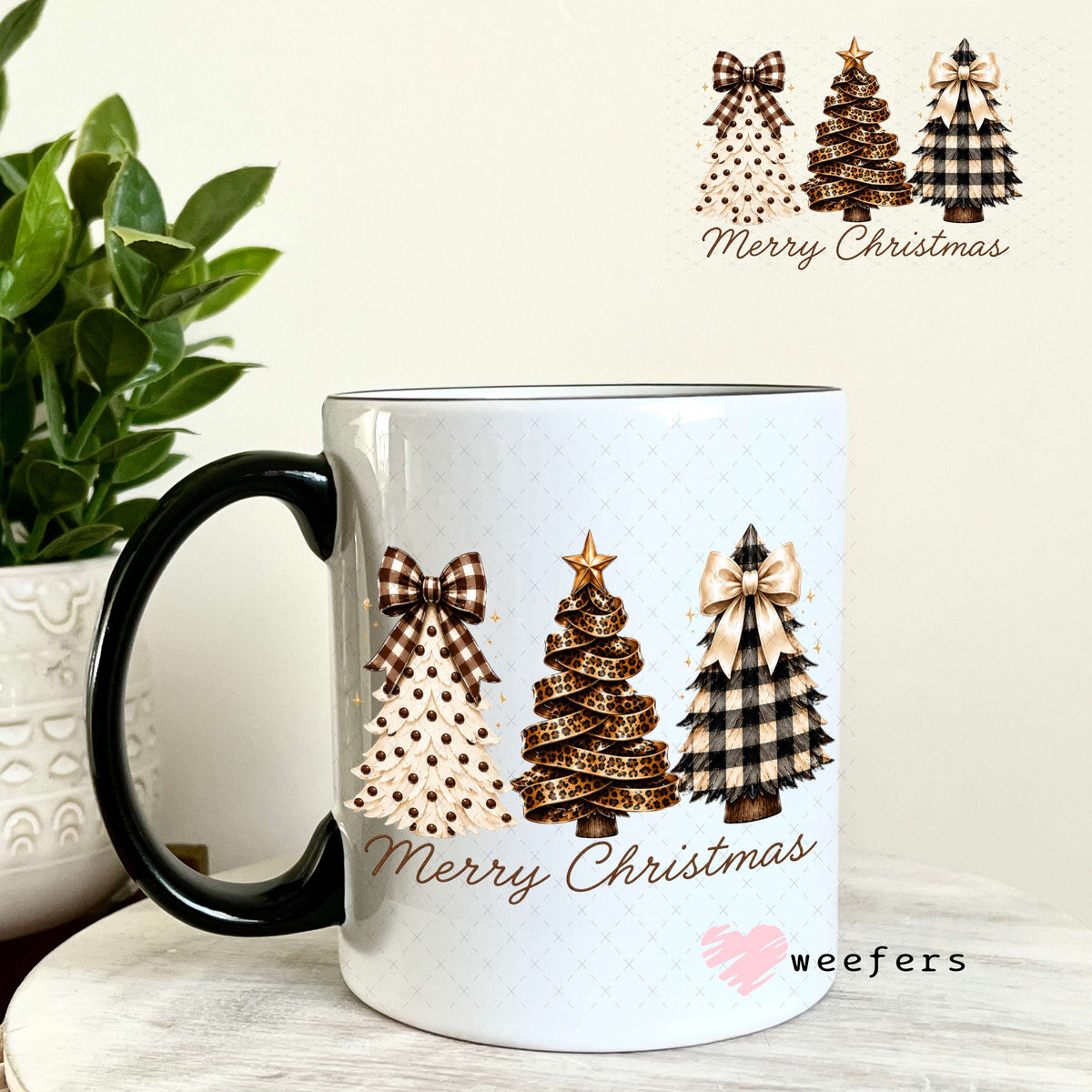 UV DTF Decal - Merry Christmas Rustic 11oz Coffee Mug Weefers