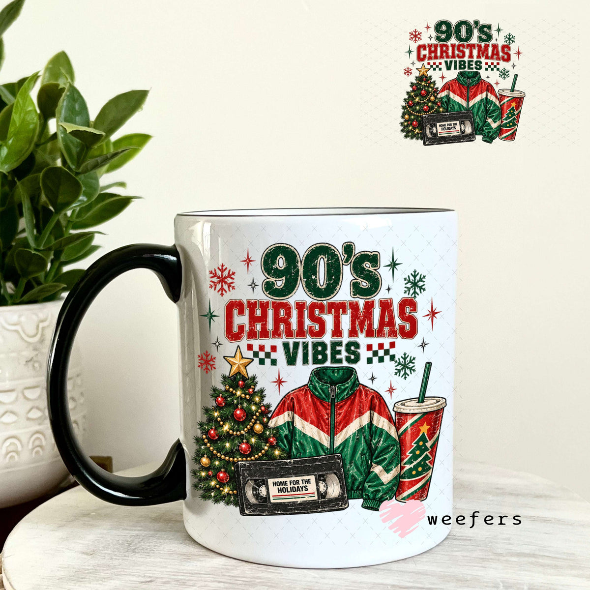 UV DTF Decal - 90's Christmas Vibes 11oz Coffee Mug Weefers