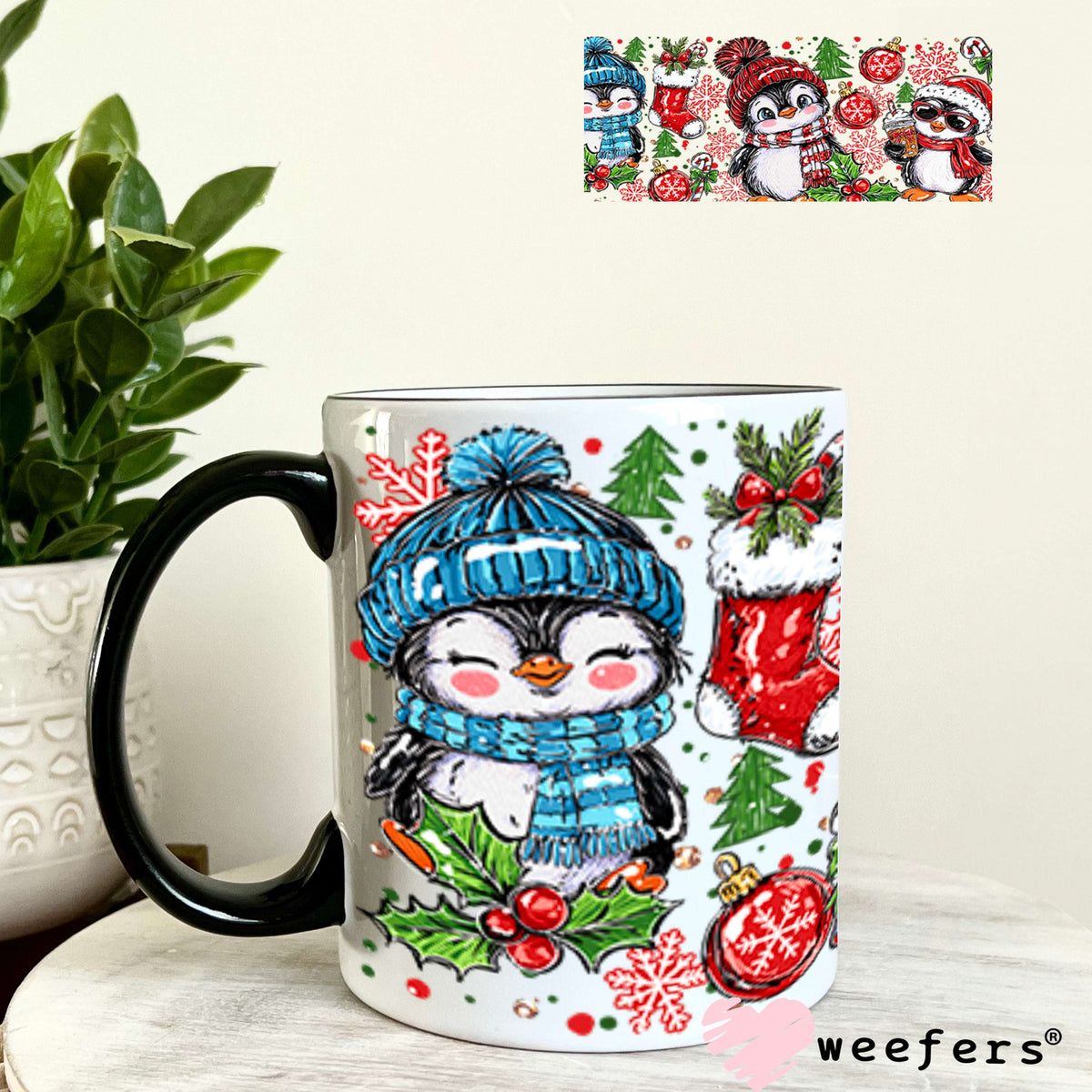 UV DTF Cup Wraps - Christmas Penguin 11oz Coffee Mug Weefers
