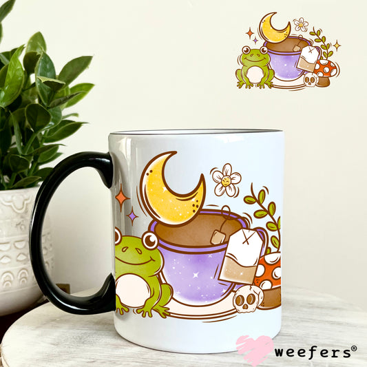 Tea Time Froggy Vibes UV DTF Cup Wrap 11oz Coffee Mug Weefers