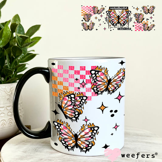 Unbothered I don't Care UV DTF Cup Wrap 11oz Coffee Mug Weefers
