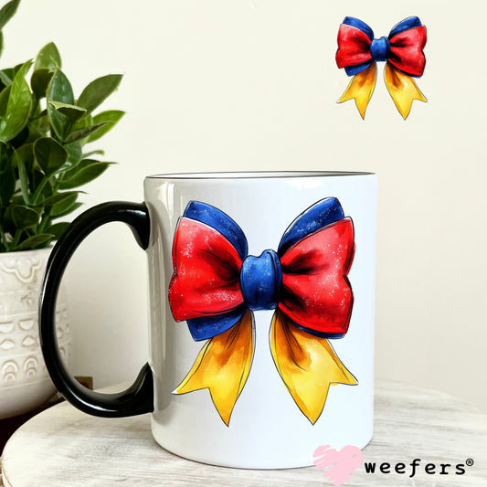 SnowyWhite Bow UV DTF Decal 11oz Coffee Mug Weefers