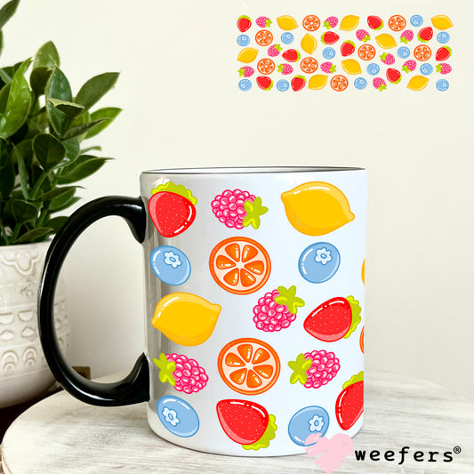 Bright Sunny Fruity Fruits UV DTF Cup Wrap 11oz Coffee Mug Weefers
