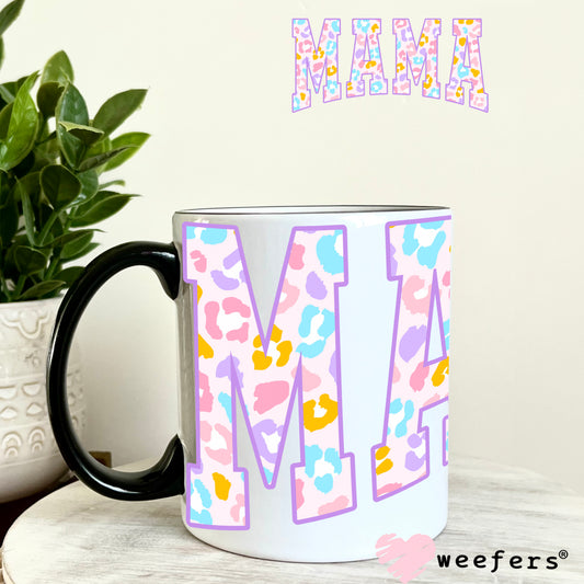Mama Pastel Cheetah Print UV DTF Decal 11oz Coffee Mug Weefers