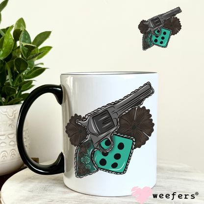 Revolver Turquoise Dice UV DTF Decal 11oz Coffee Mug Weefers
