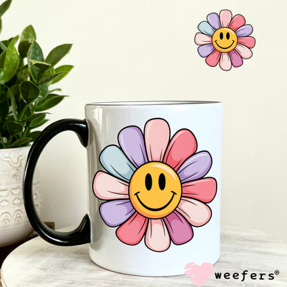 Multi-Color Smile Face UV DTF Decal 11oz Coffee Mug Weefers