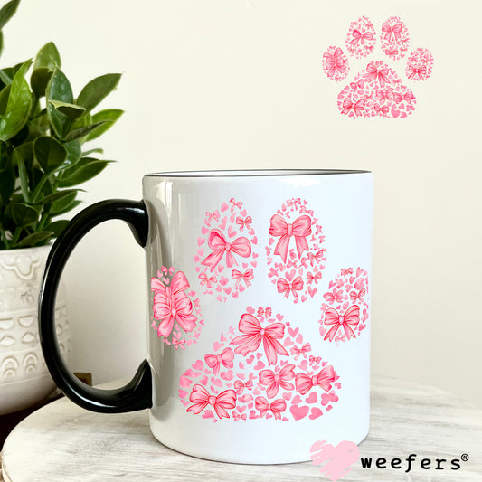 Coquette Pink Dog Paws UV DTF Decal 11oz Coffee Mug Weefers