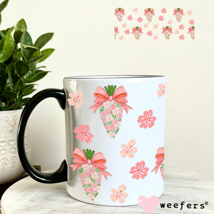 Blush Pink and Green Floral Easter Carrots UV DTF Cup Wrap - WEEFERS EXCLUSIVE WRAP Weefers