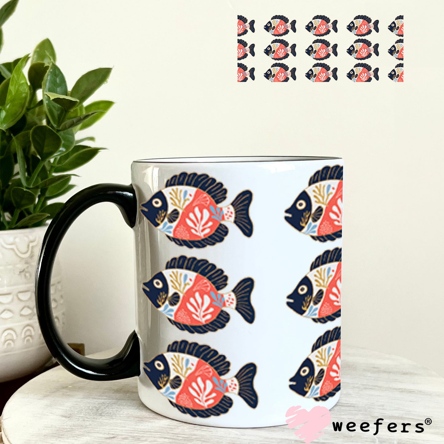 School of Blue and Coral Fishes UV DTF Cup Wrap - WEEFERS EXCLUSIVE WRAP Weefers