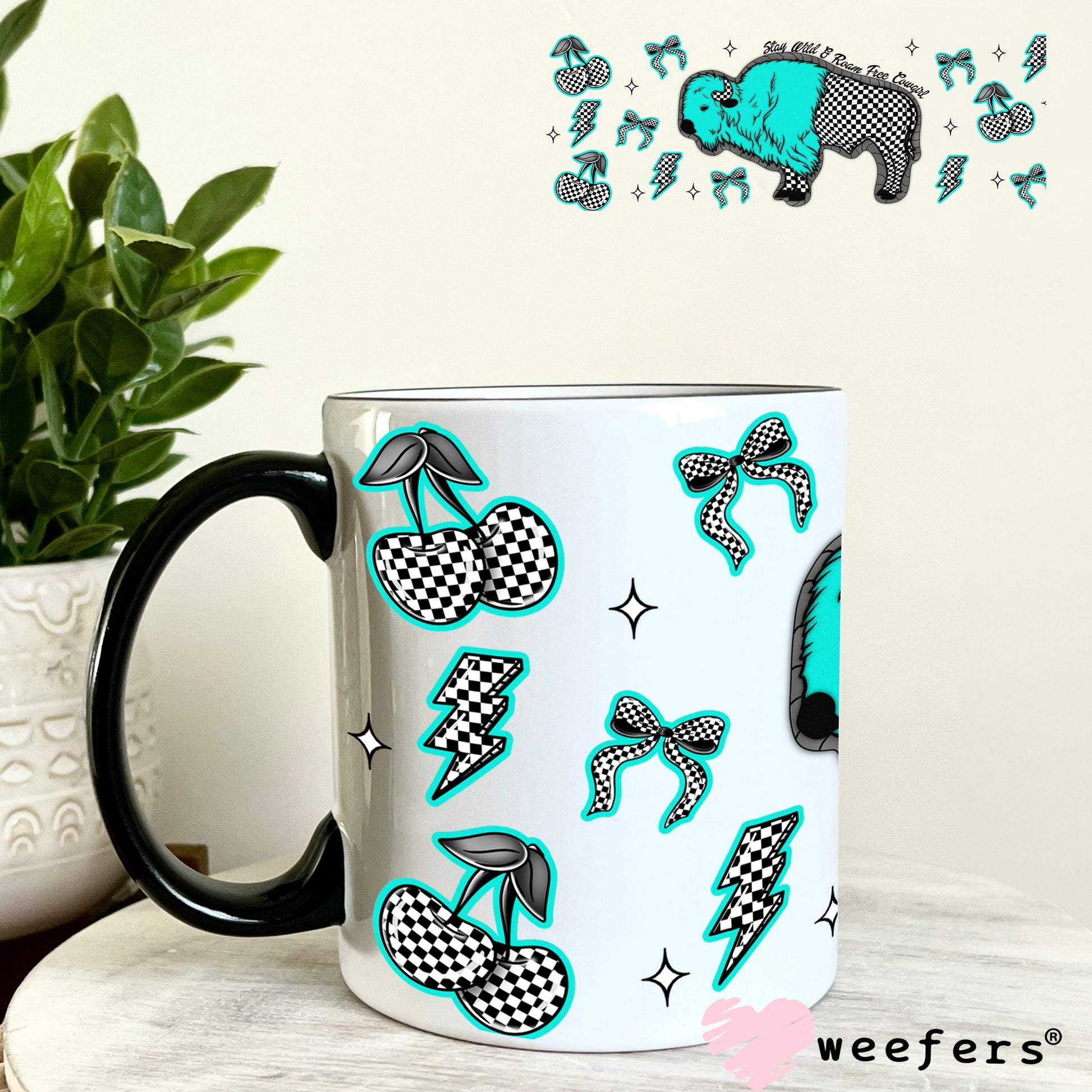 Stay Wild and Roam Free Cowgirl UV DTF Cup Wrap - Weefers Exclusive Wrap 11oz Coffee Mug Weefers