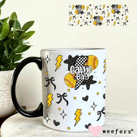 Softball Gameday Lightening Bolts UV DTF Cup Wrap - WEEFERS EXCLUSIVE WRAP 11oz Coffee Mug Weefers