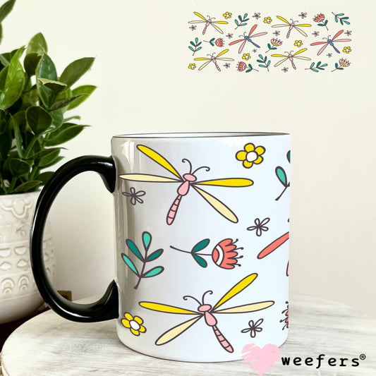 Colorful Dragonflies UV DTF Cup Wrap 11oz Coffee Mug Weefers