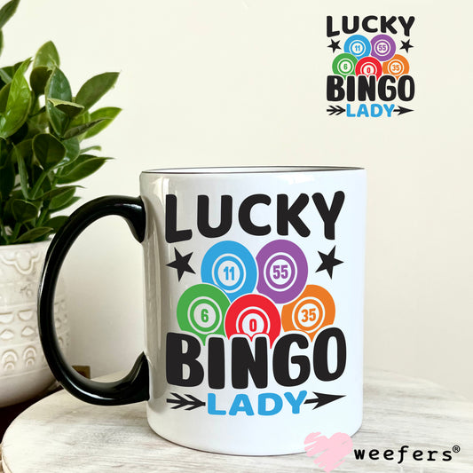Lucky Bingo Lady UV DTF Decal 11oz Coffee Mug Weefers
