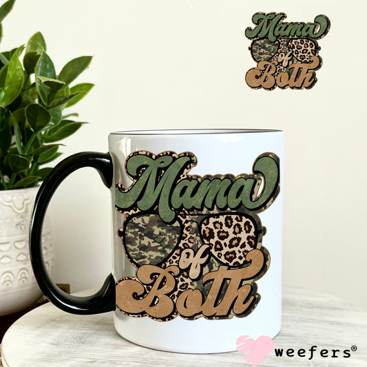 Mama of Both Camo Green and Brown UV DTF Decal 11oz Coffee Mug Weefers