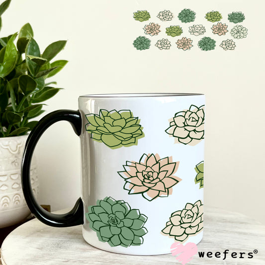 Succulent flowers UV DTF Cup Wrap 11oz Coffee Mug Weefers
