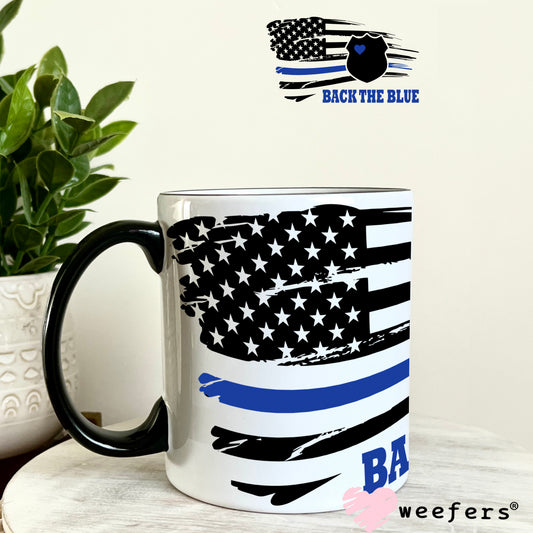 Back the Blue Police Officer UV DTF Decal 11oz Coffee Mug Weefers