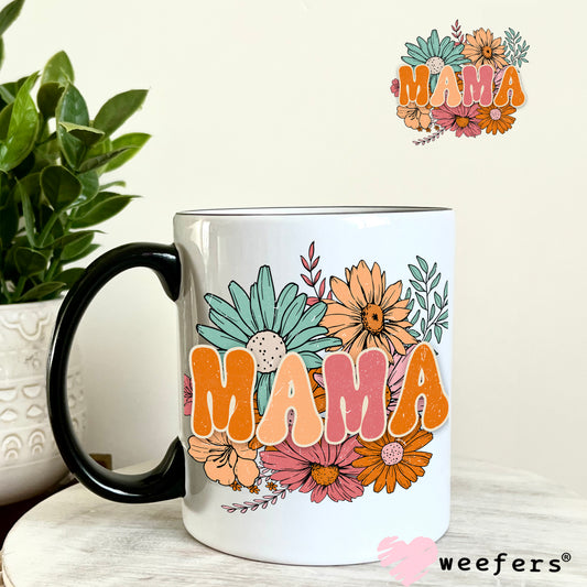 Mama Boho Flowers UV DTF Decal 11oz Coffee Mug Weefers