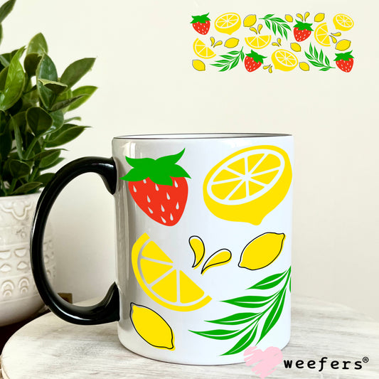Lemons and Strawberries UV DTF Cup Wrap 11oz Coffee Mug Weefers