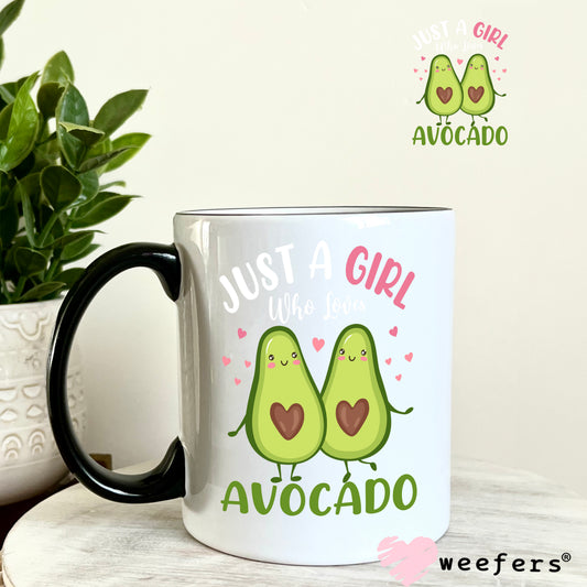 Just a Girl Who Loves Avocado UV DTF Decal 11oz Coffee Mug Weefers