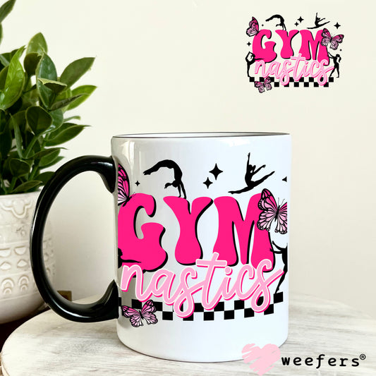 Gymnastics Pink UV DTF Decal 11oz Coffee Mug Weefers