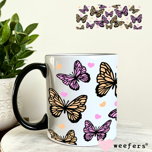 Purple and Yellow Butterflies UV DTF Cup Wrap 11oz Coffee Mug Weefers