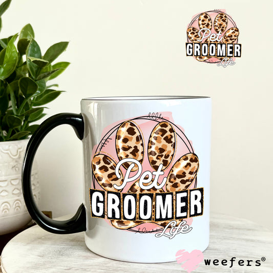 Pet Groomer Dog Paw Cheetah UV DTF Decal 11oz Coffee Mug Weefers