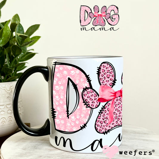 Dog Mama Pink Paw UV DTF Decal 11oz Coffee Mug Weefers