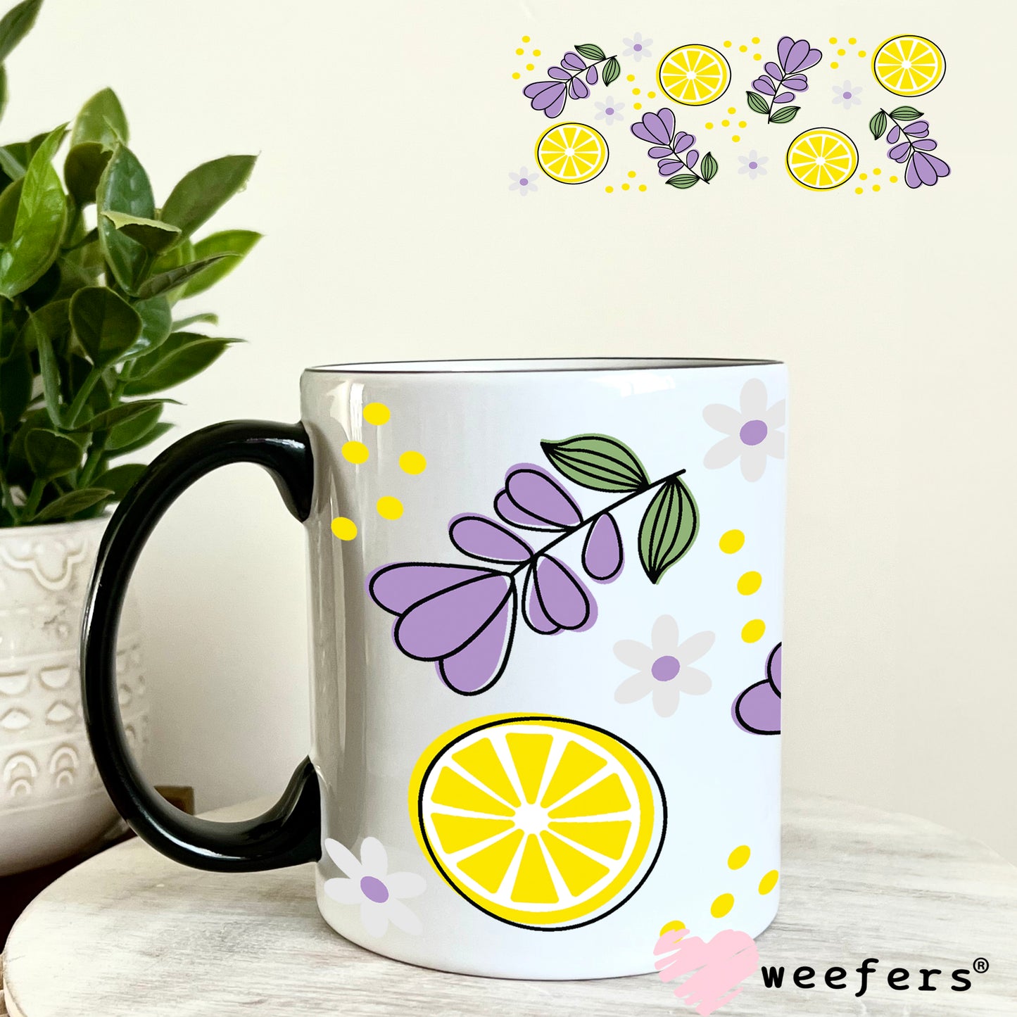 Lemons and Lavender UV DTF Cup Wrap 11oz Coffee Mug Weefers