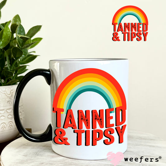Tanned and Tipsy UV DTF Decal 11oz Coffee Mug Weefers