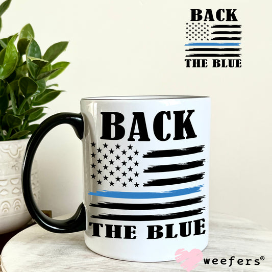 Back the Blue UV DTF Decal 11oz Coffee Mug Weefers