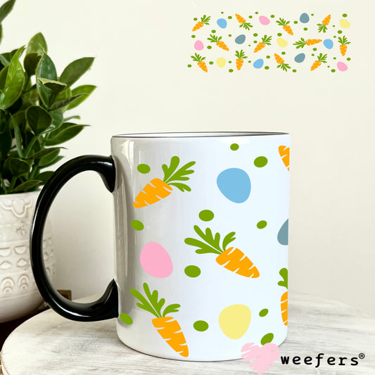 Easter Carrots and Eggs UV DTF Cup Wrap 11oz Coffee Mug Weefers